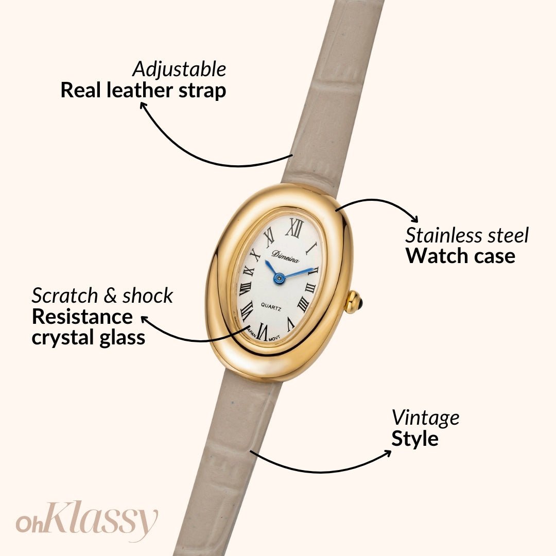 Elvina Gray Leather with Gold Accents