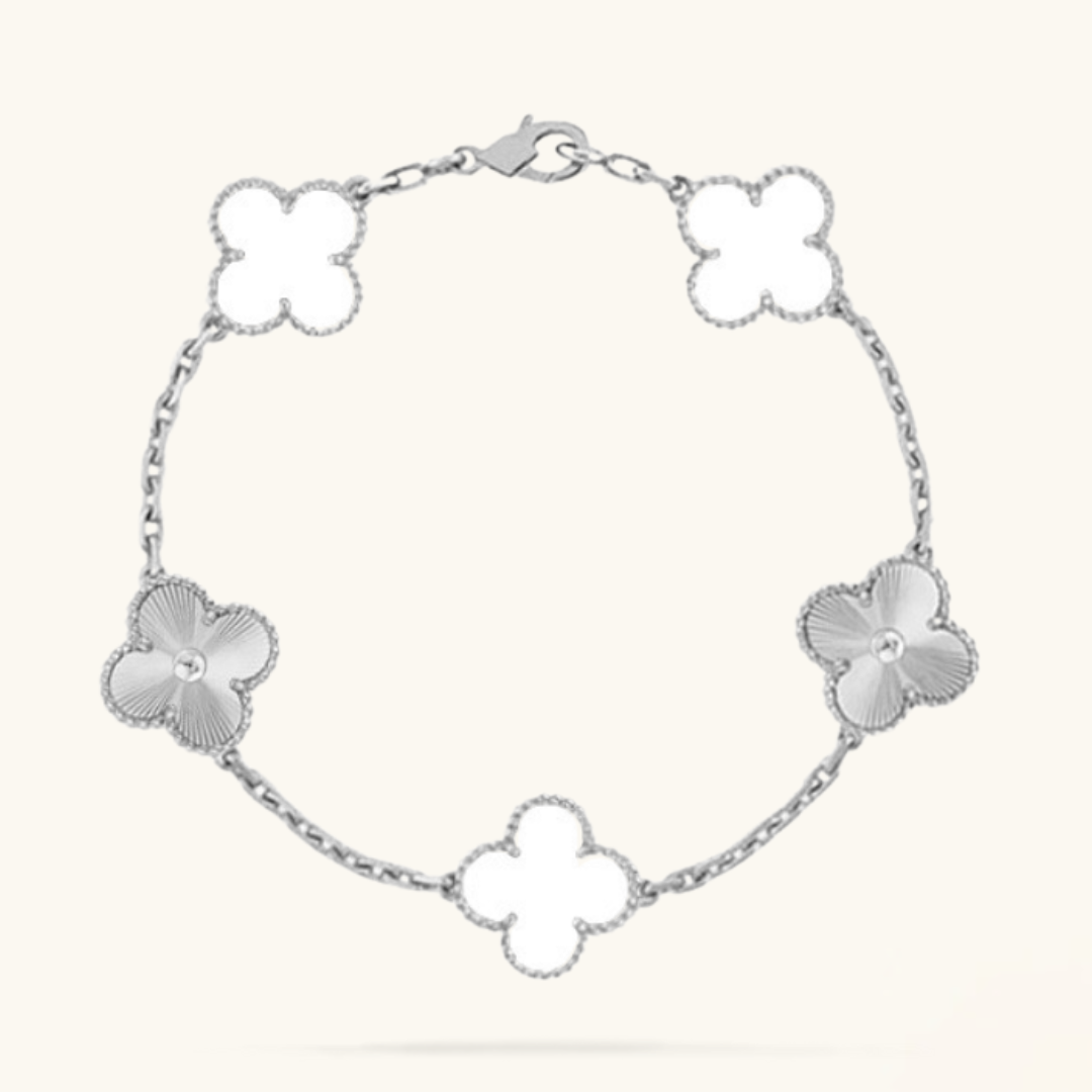CLOVER | Silver and White Bracelet