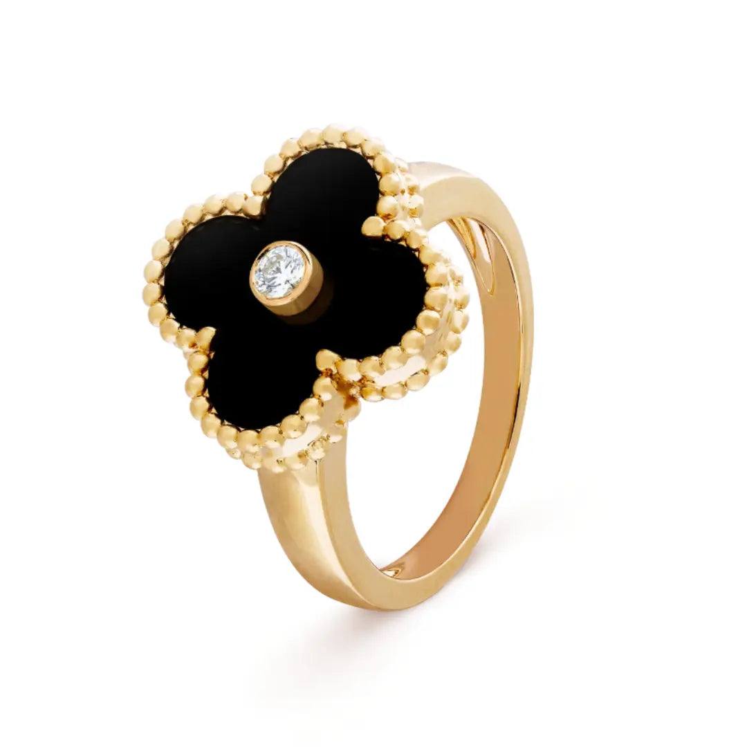 Black and Gold Amber Ring