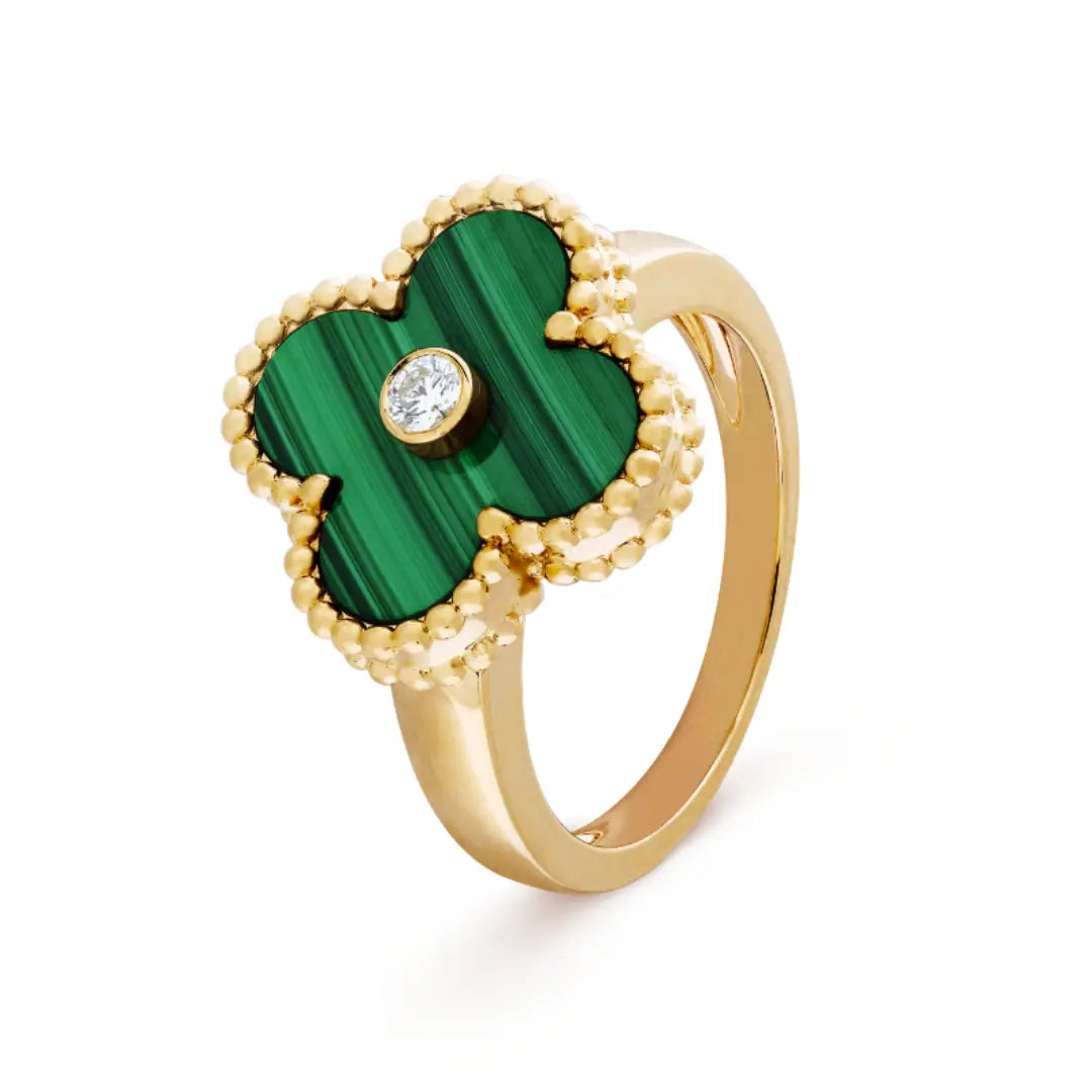Green and Gold Amber Ring