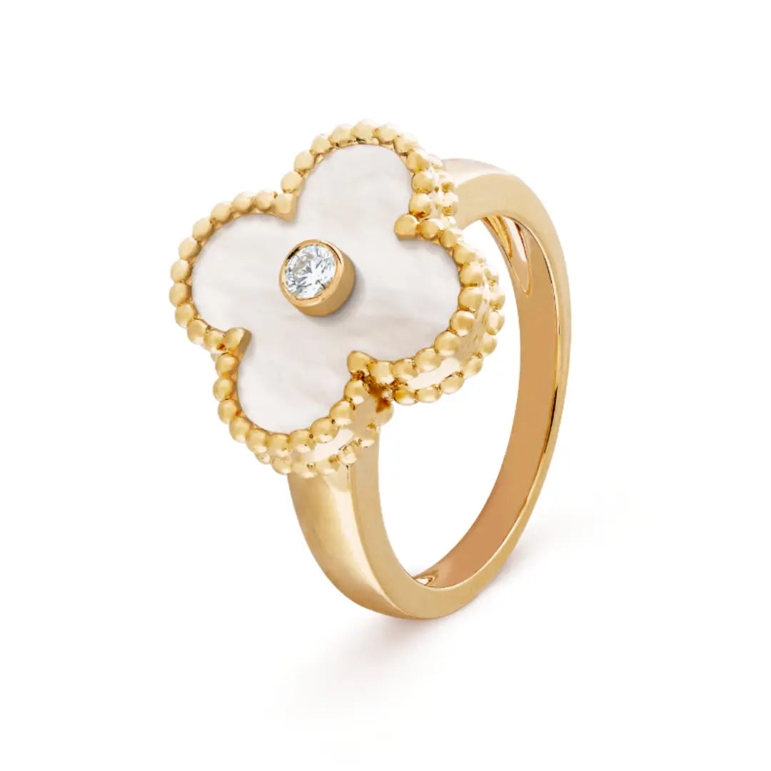 Amber Ring - White and Gold