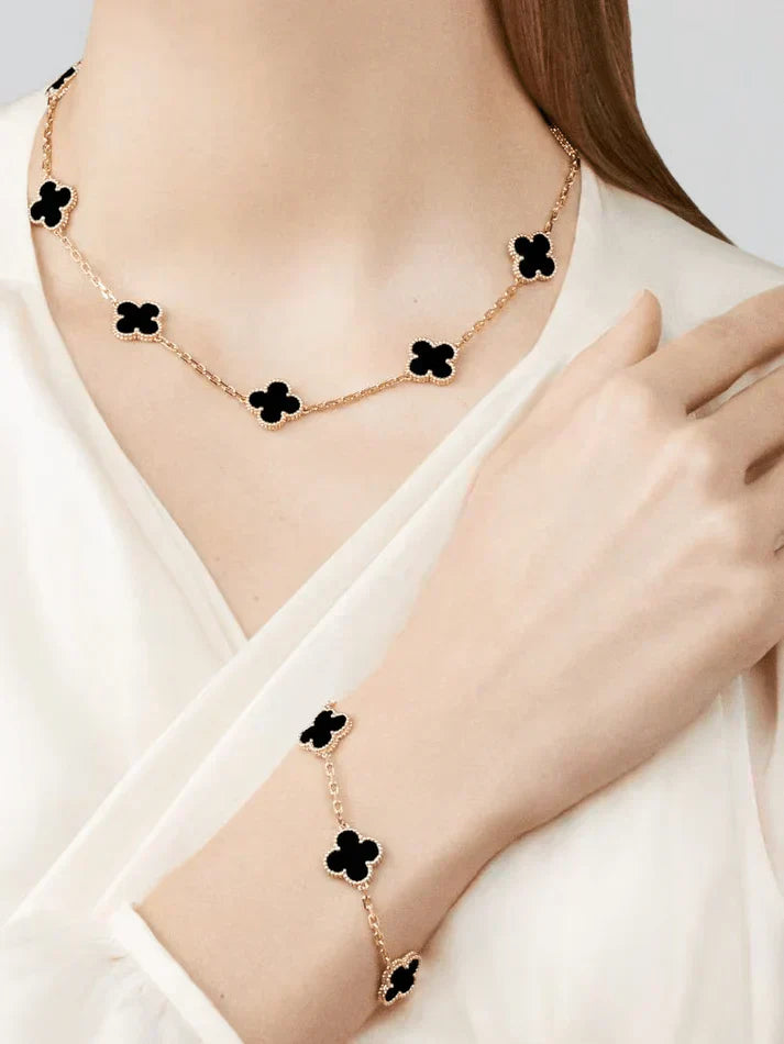 CLOVER | Black Necklace with 10 Unique Designs