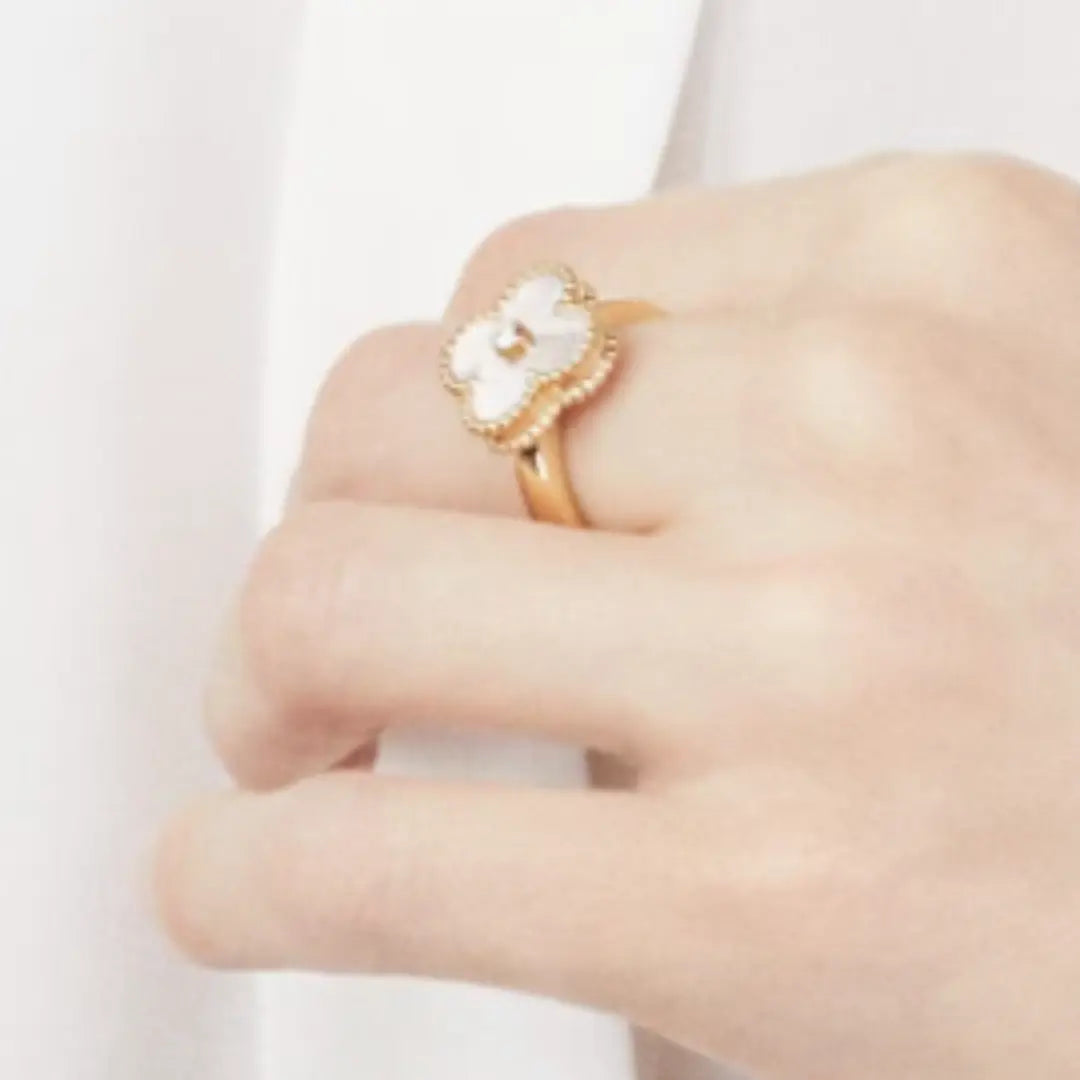 Amber Ring - White and Gold