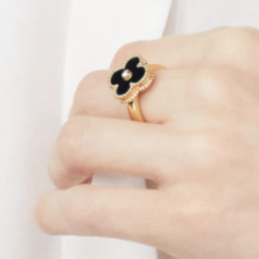 Black and Gold Amber Ring