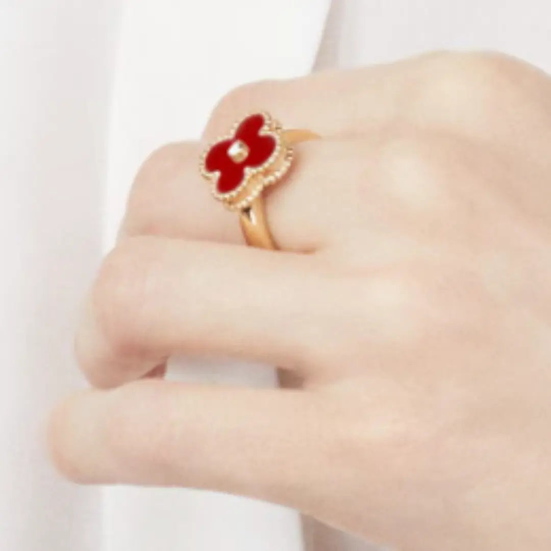 Red and Gold Amber Ring