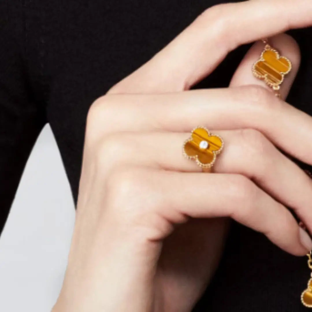 Amber Ring in Orange and Gold