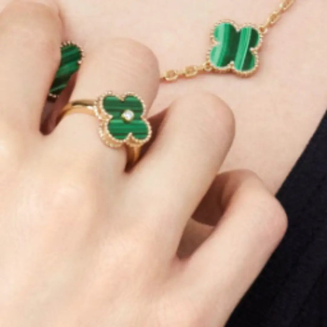 Green and Gold Amber Ring