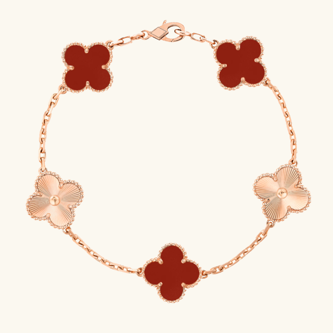 CLOVER | Guilloché Rose Gold Bracelet