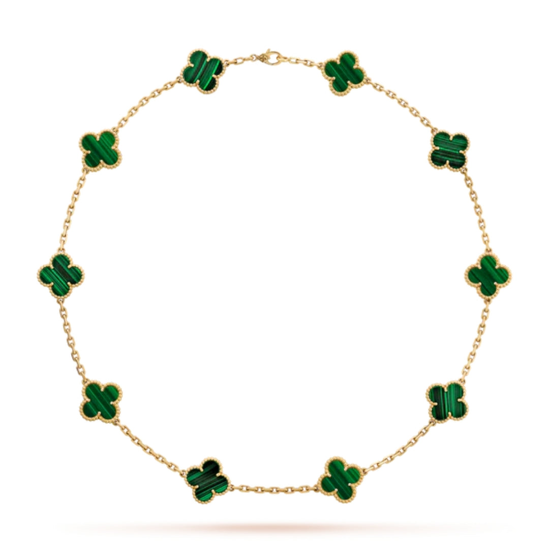 CLOVER | Golden Necklace Featuring 10 Unique Green Designs