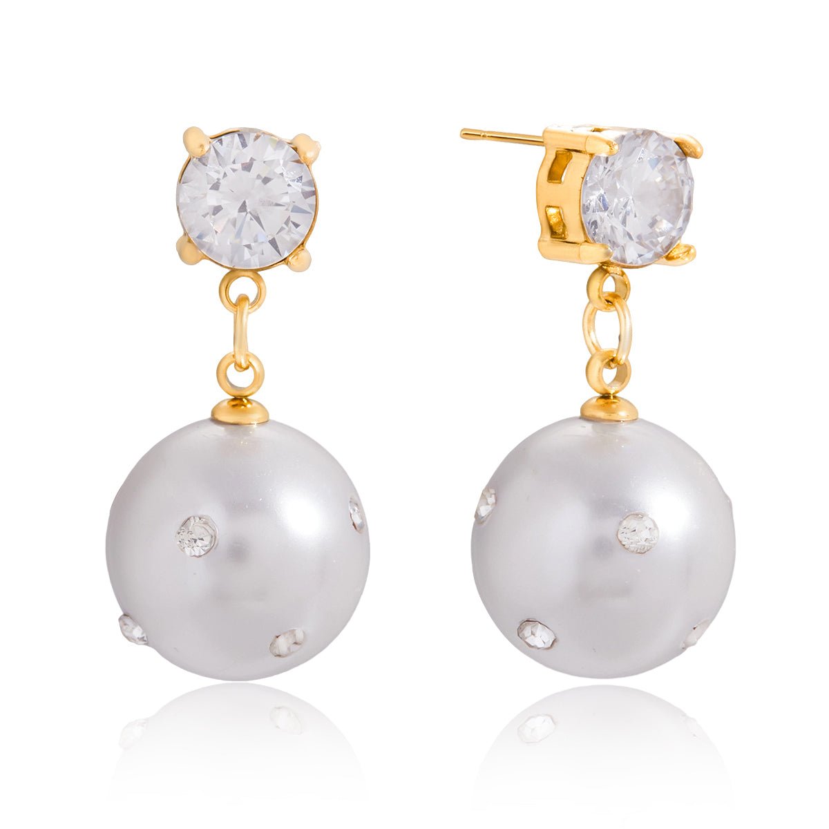 18K Gold Mirage Crystal Pearl Earrings