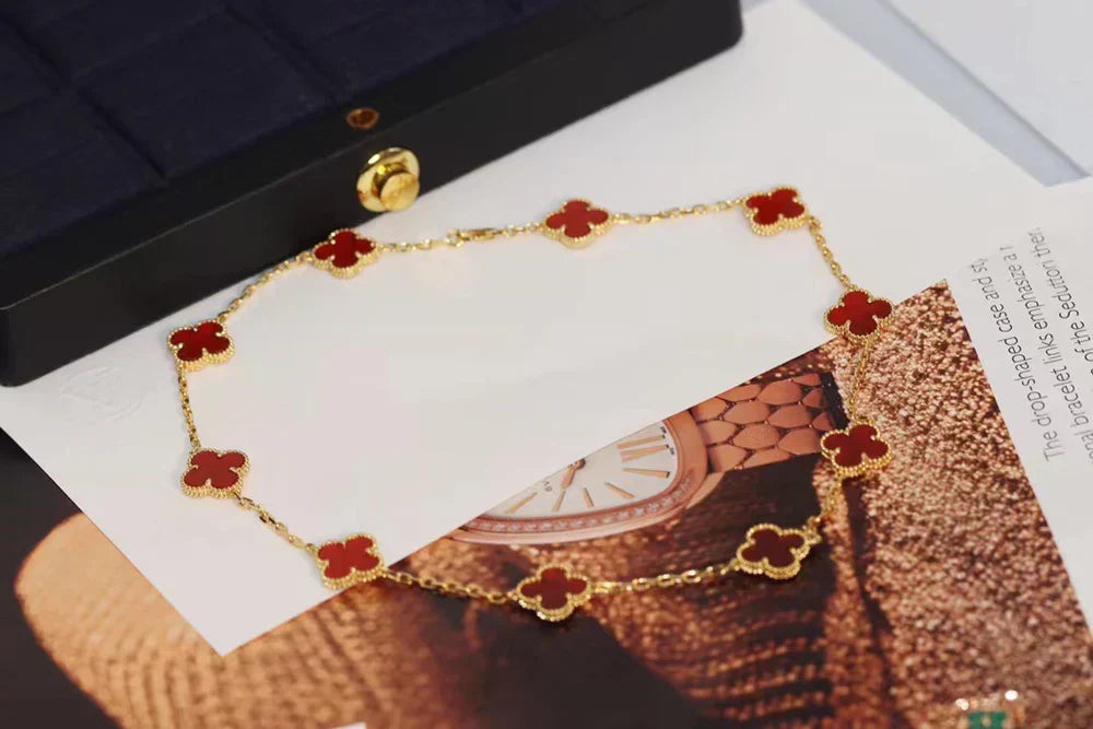 CLOVER | Red Necklace with 10 Themed Charms