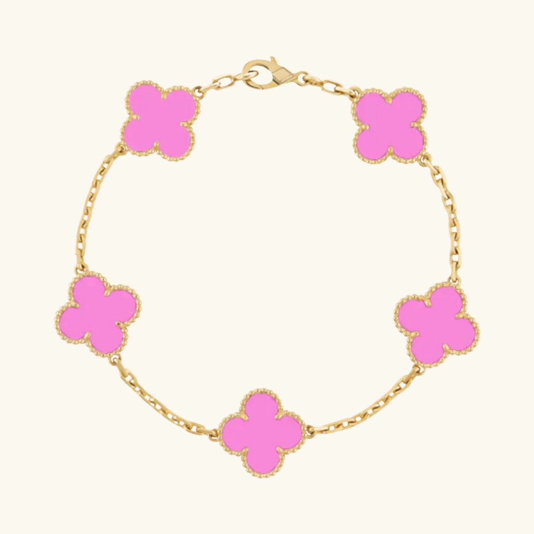 CLOVER | Neon Pink & Gold Bracelet