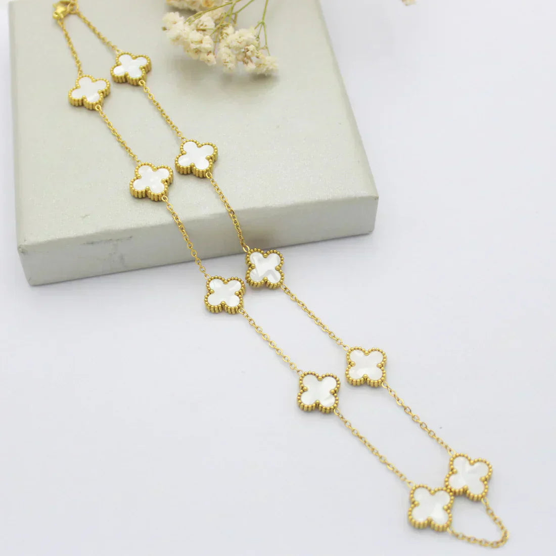 CLOVER | White Necklace Featuring 10 Unique Designs