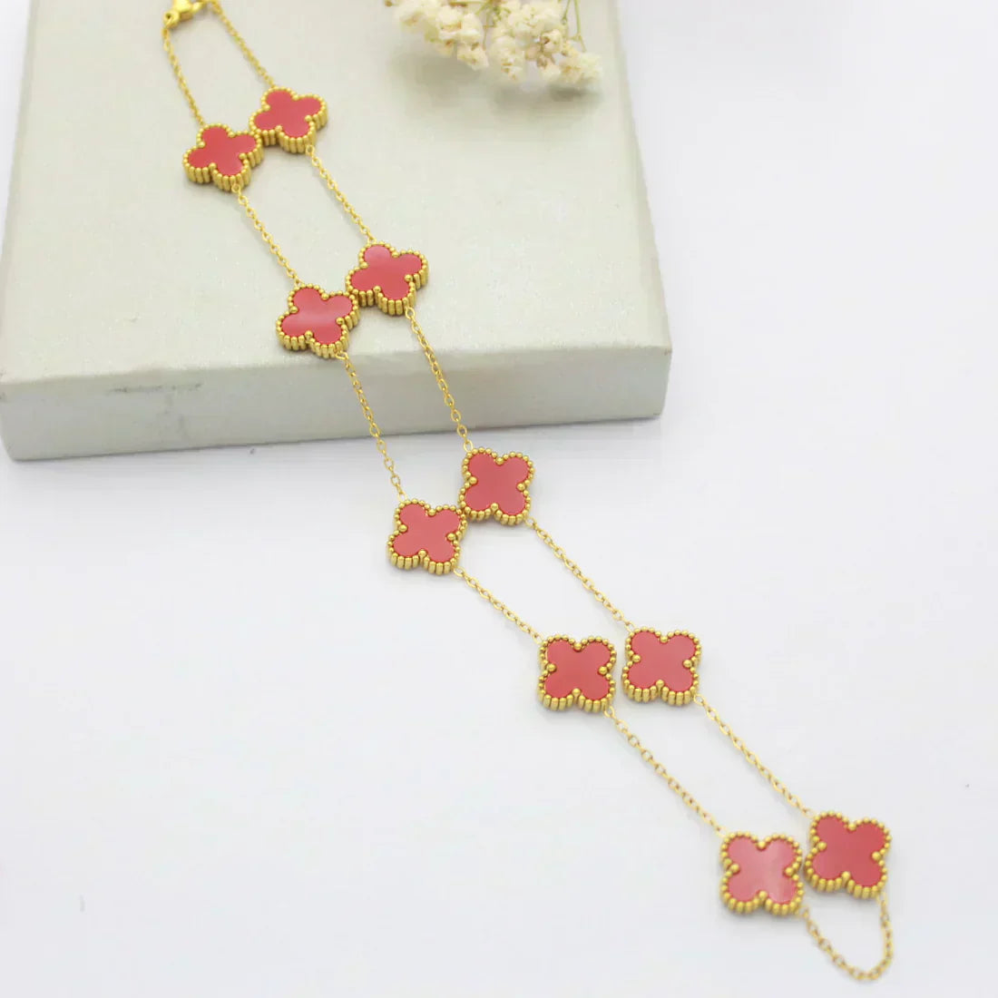CLOVER | Red Necklace with 10 Themed Charms