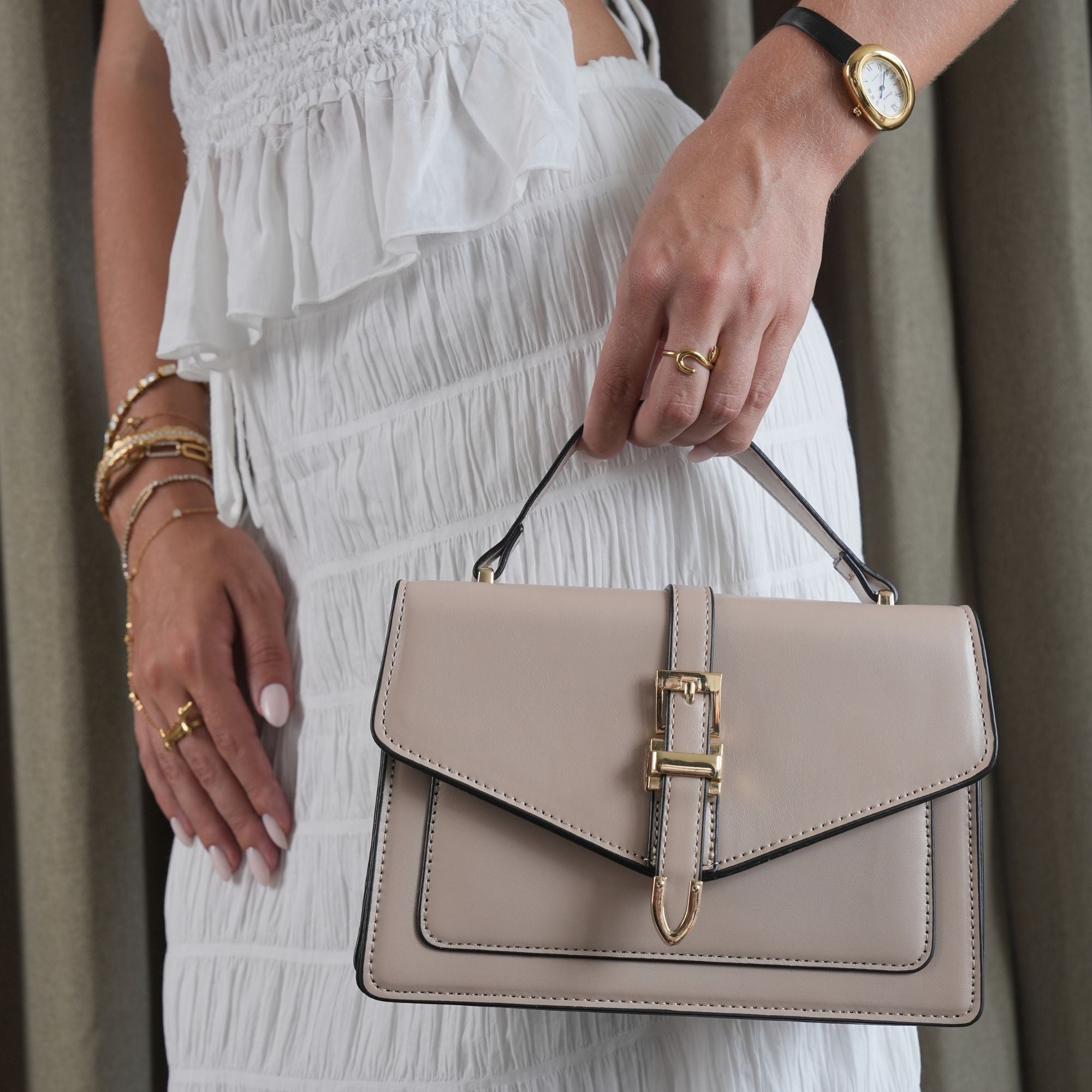 Beige Sienna Classic Handbag