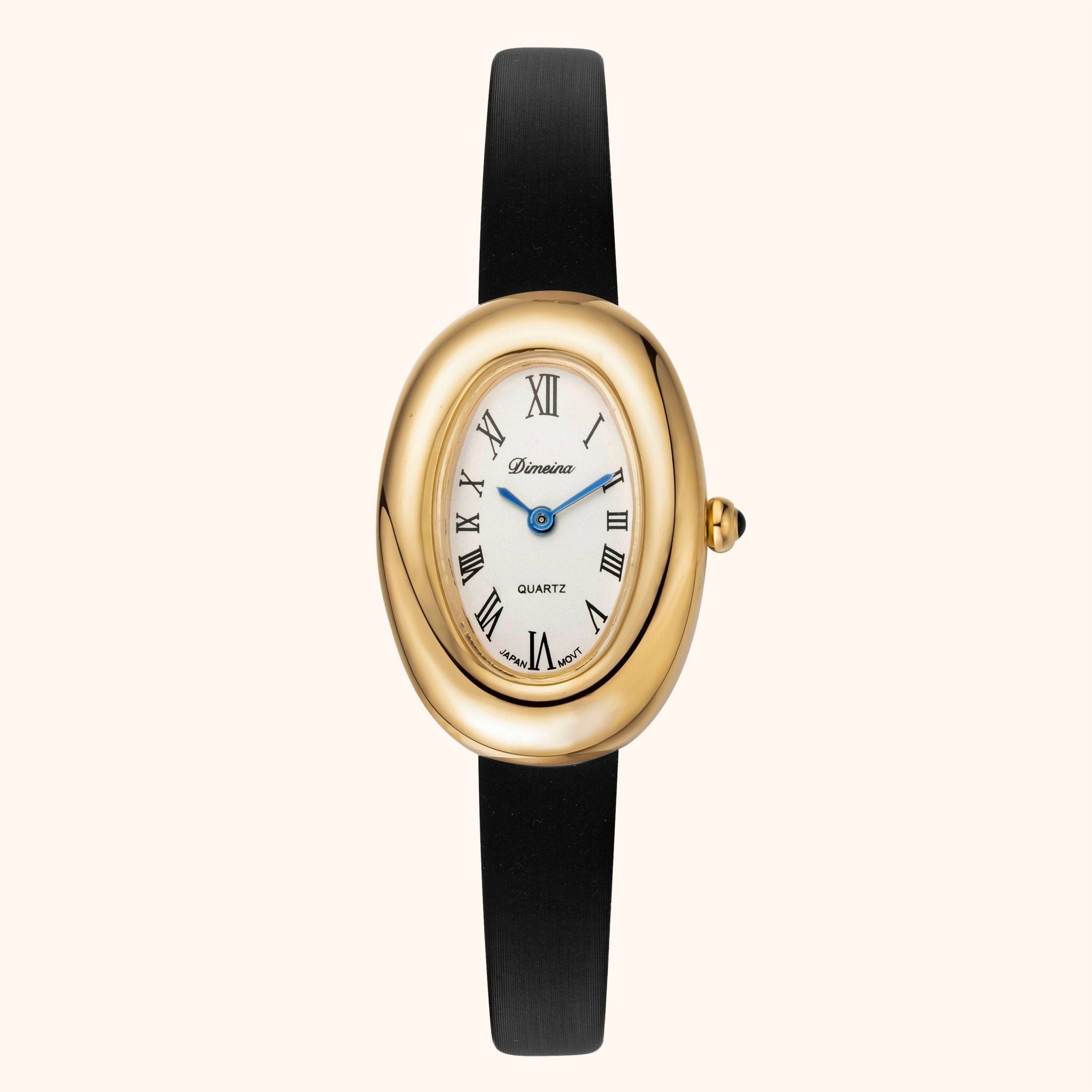 Elvina Black Leather with Gold Accents