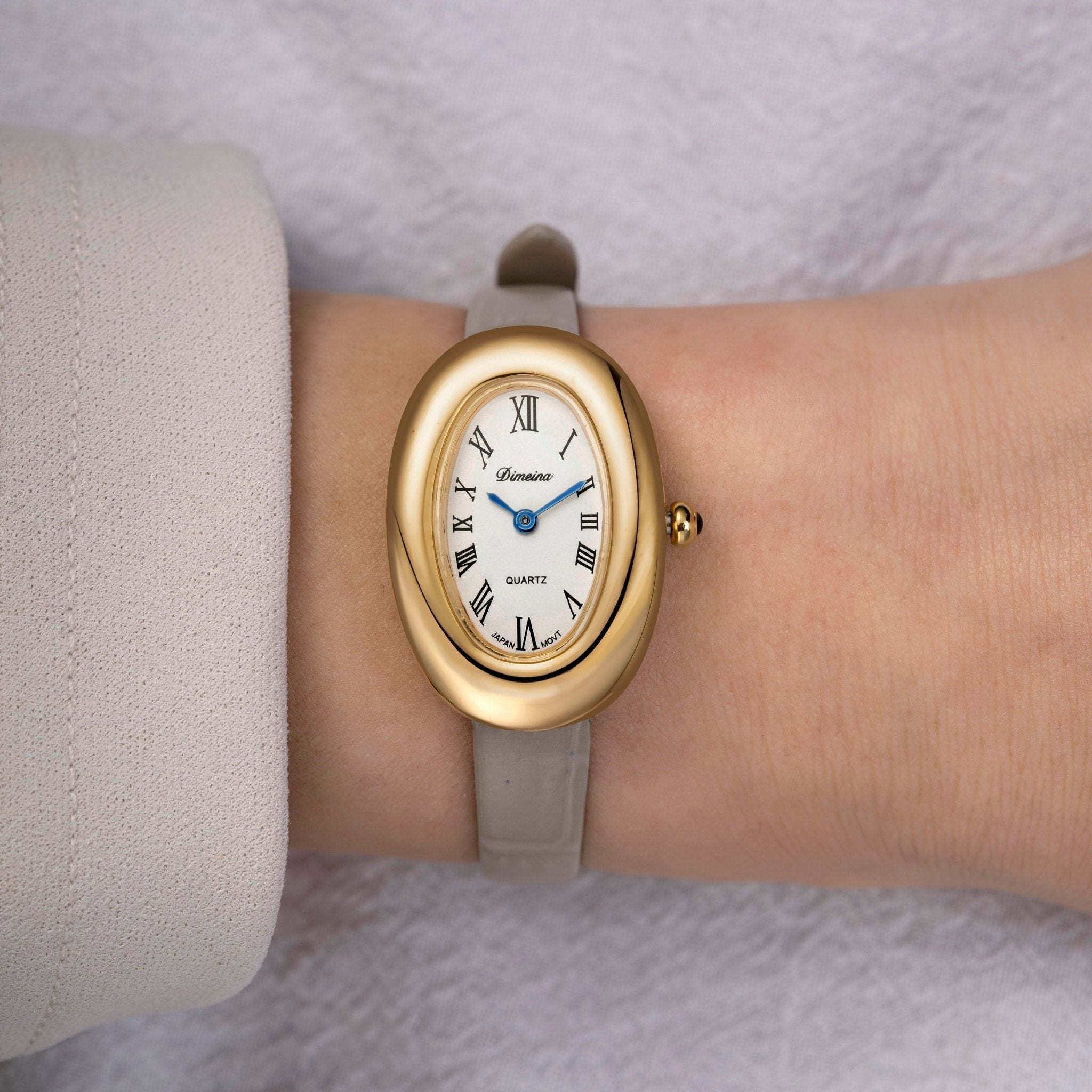 Elvina Gray Leather with Gold Accents
