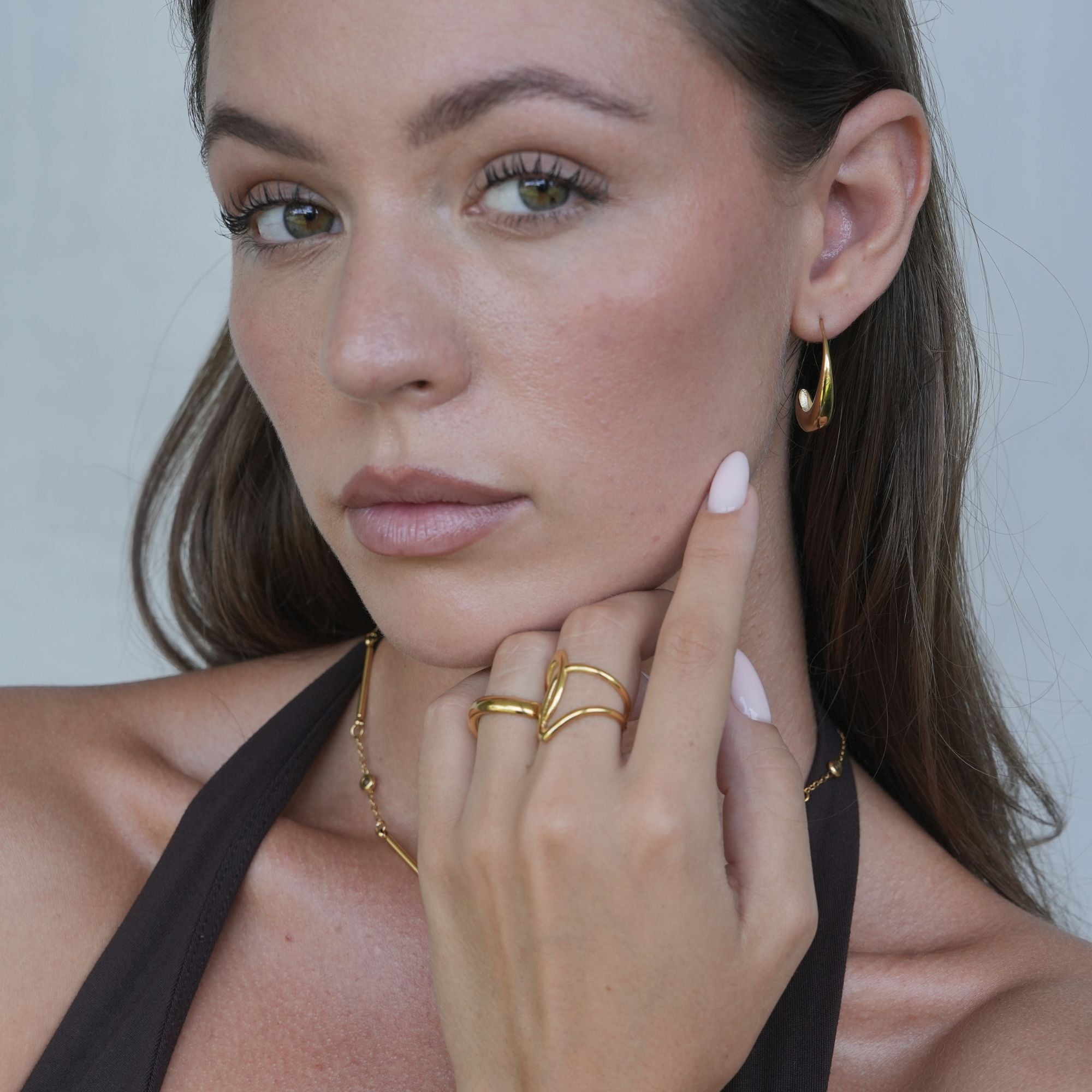 18K Gold Simone Druppel Hoop Earrings