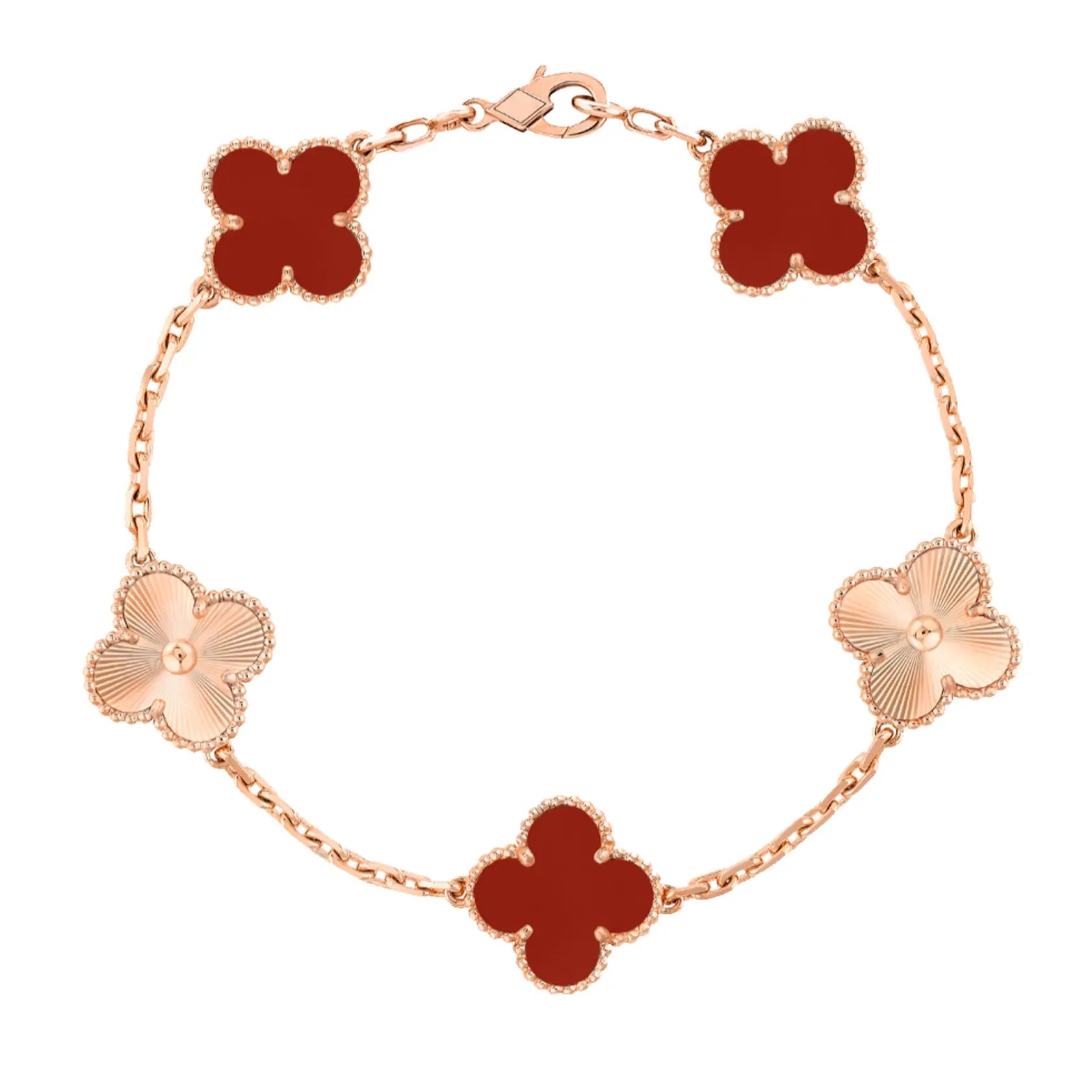 Rose Gold Amber Bracelet with Red Design