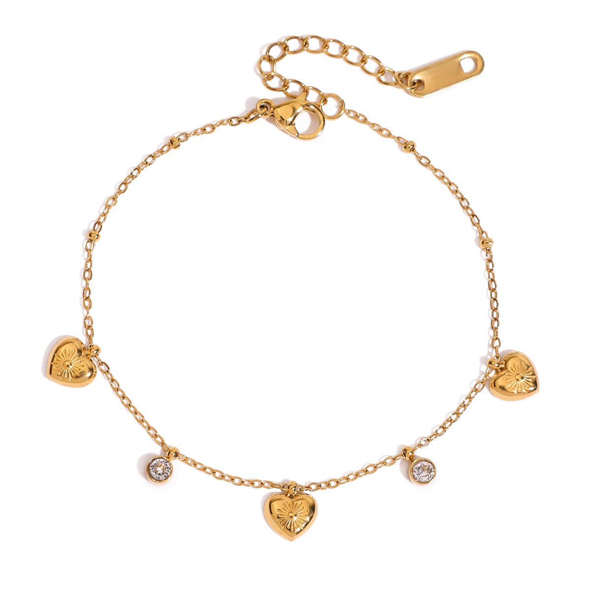 18K Gold Velvet Heart Charm Bracelet