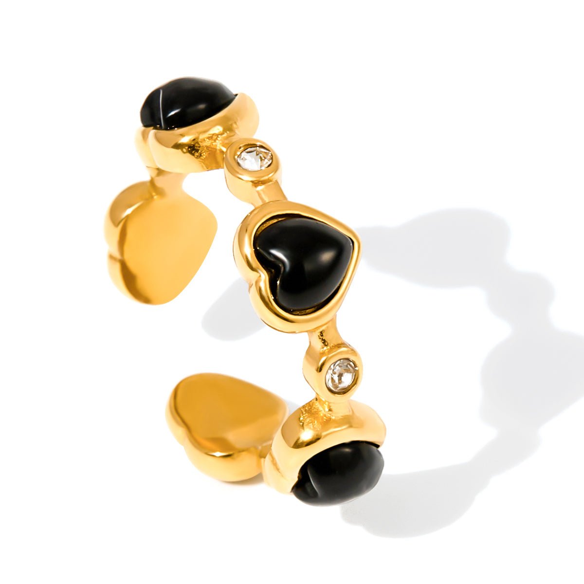 18K Gold Esme Onyx Heart Ring