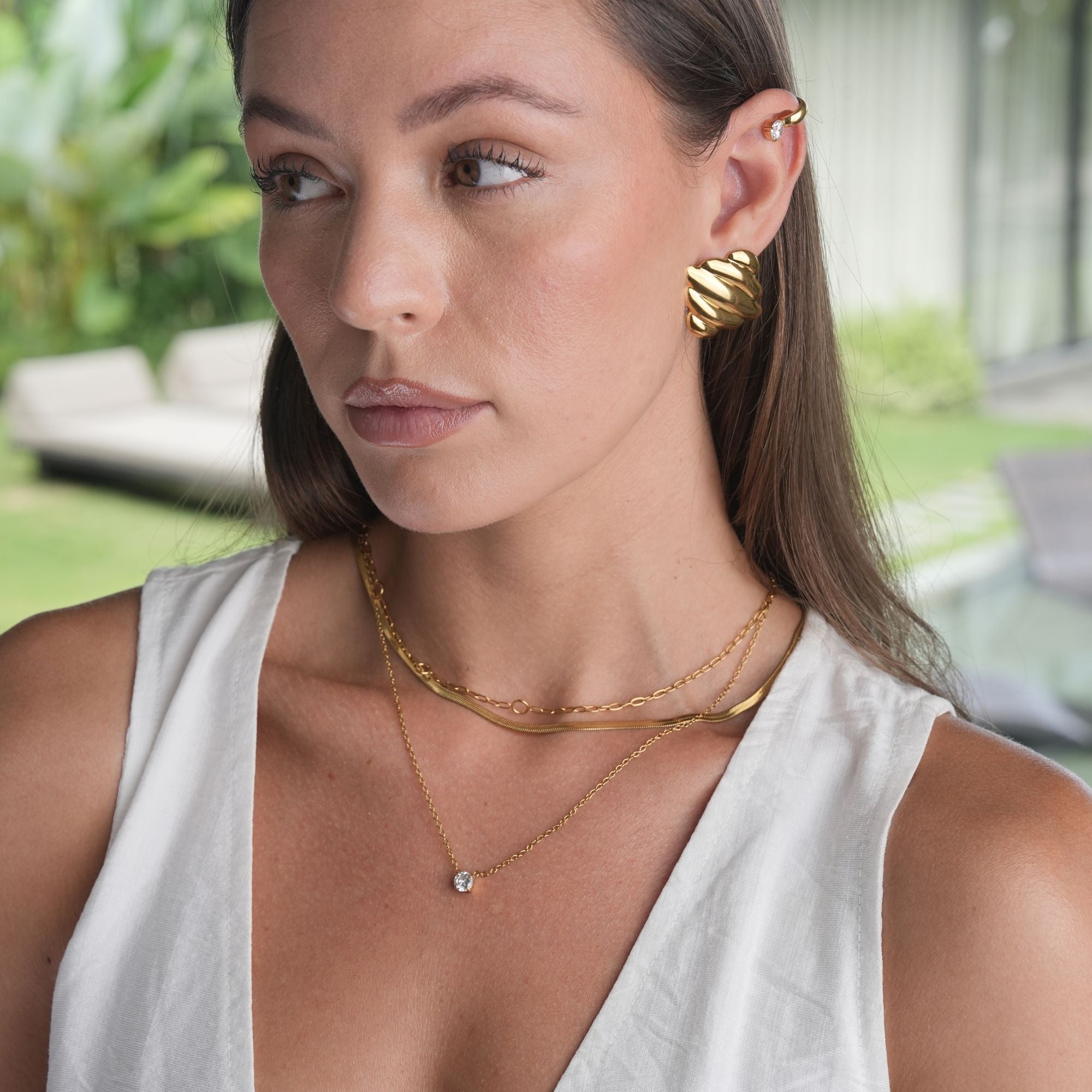 18K Gold Linnea Ribbed Stud Earrings