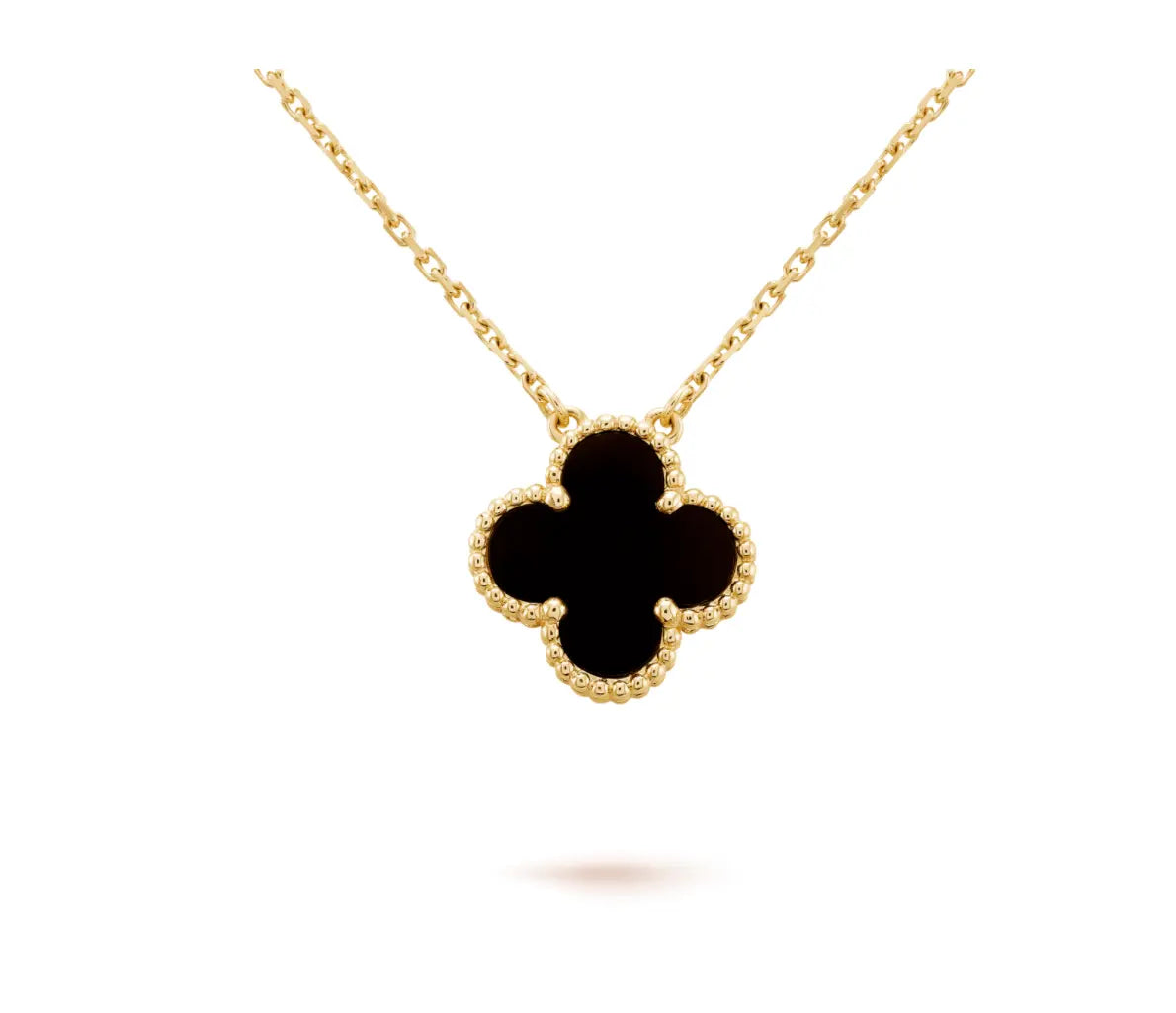 Luxurious Black Four-Leaf Clover Necklace