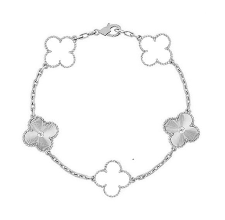 CLOVER | Silver and White Bracelet