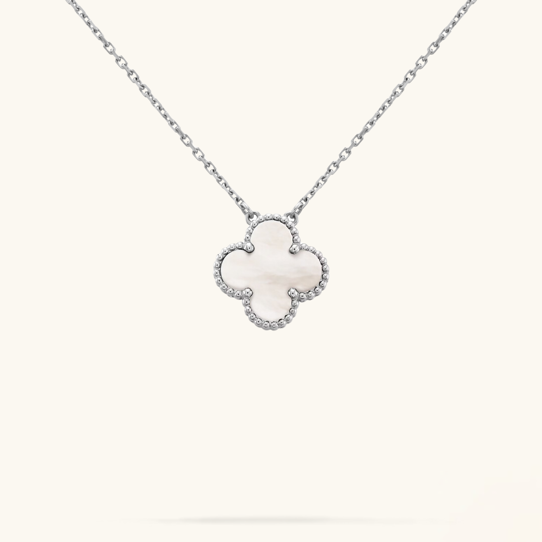 CLOVER | Silver and White Necklace
