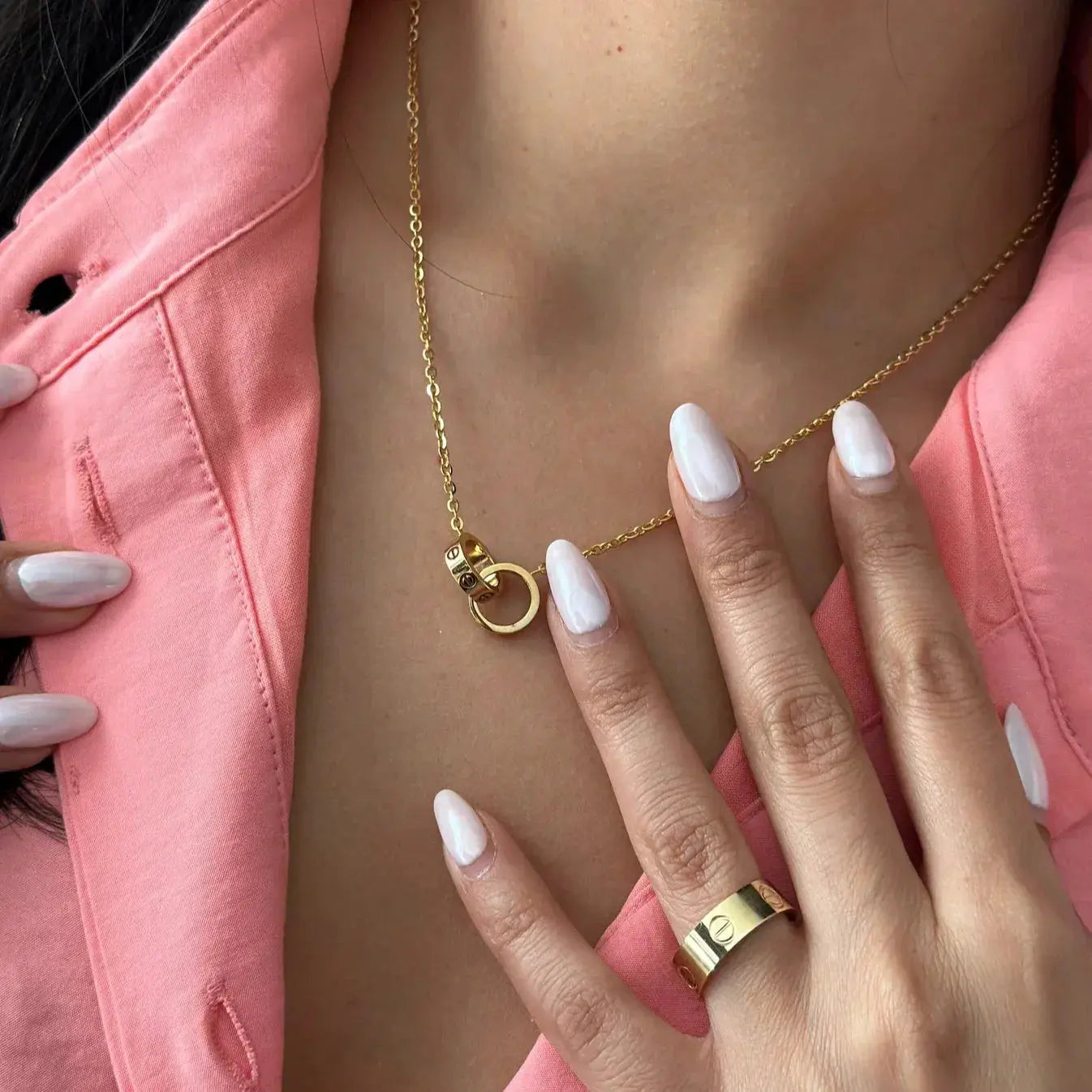 Rose Gold Double Ring with Love Hinge