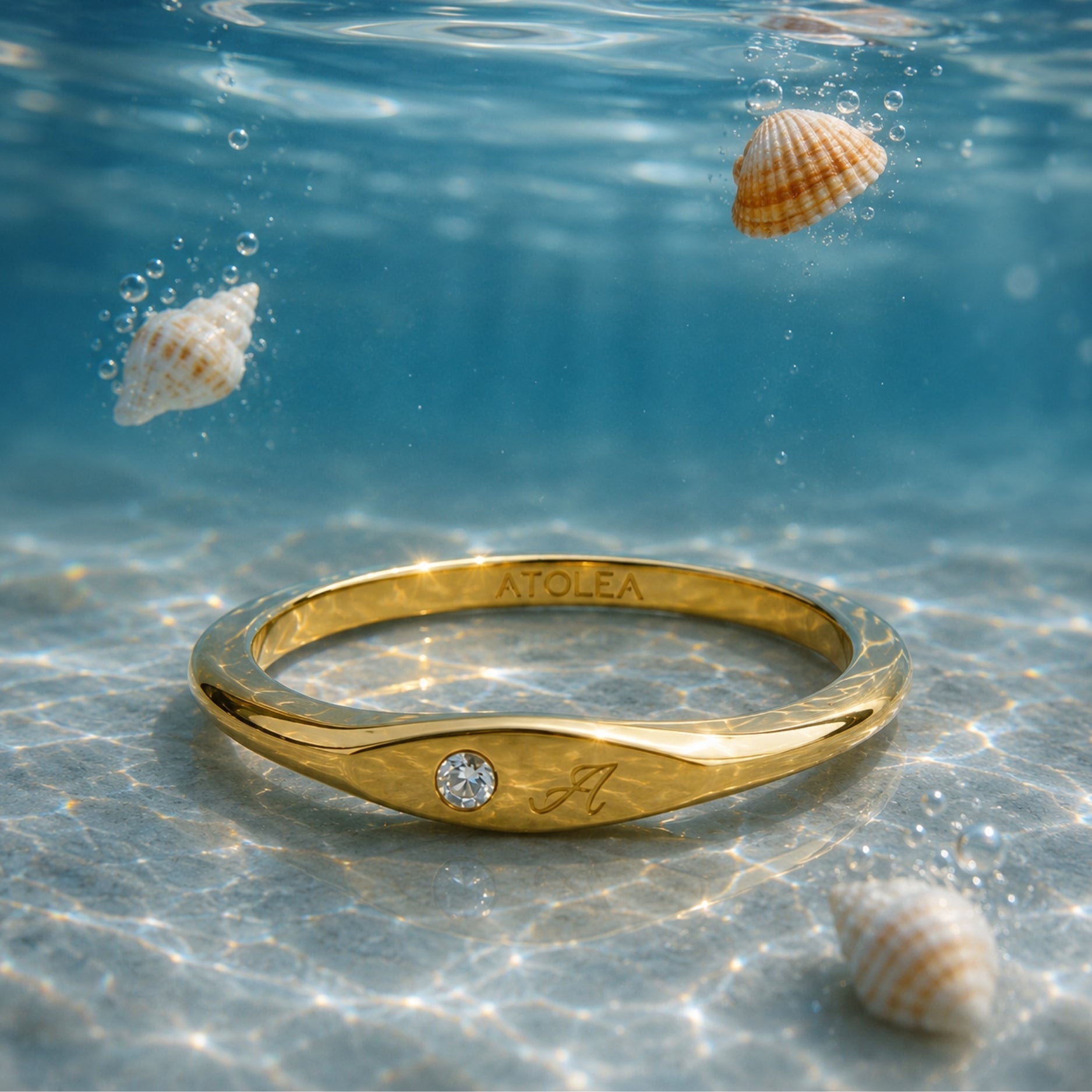 One-Initial Crystal Ring