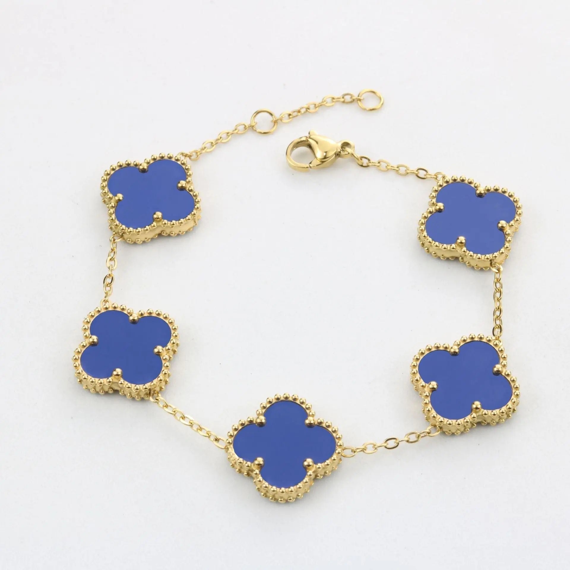 Blue Lucky Four-Leaf Bracelet