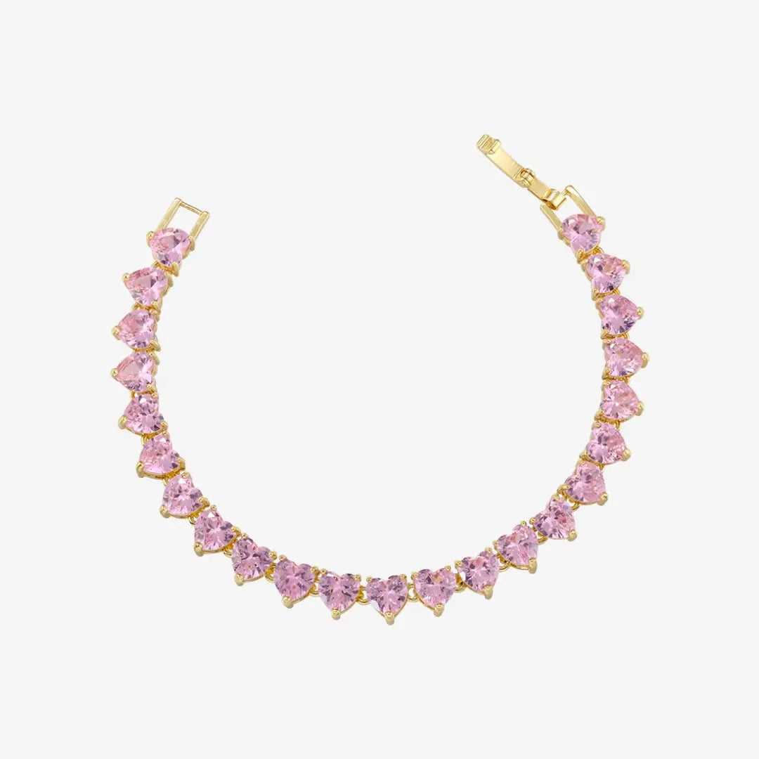 Pink Heart Tennis Bracelet