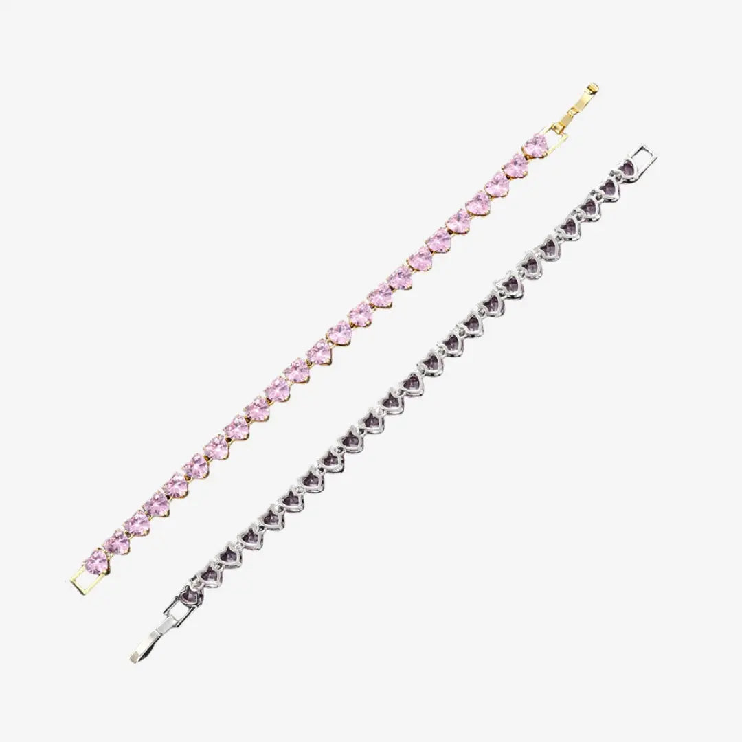 Pink Heart Tennis Bracelet
