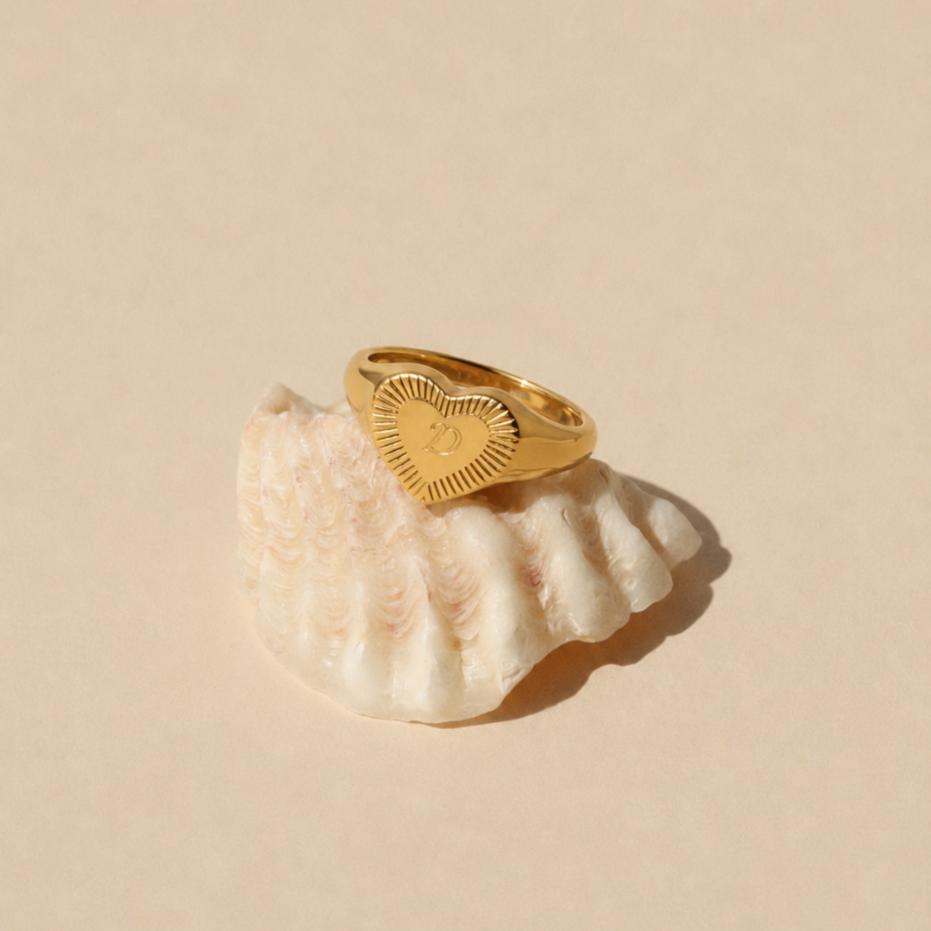 One-Initial Heart Ring