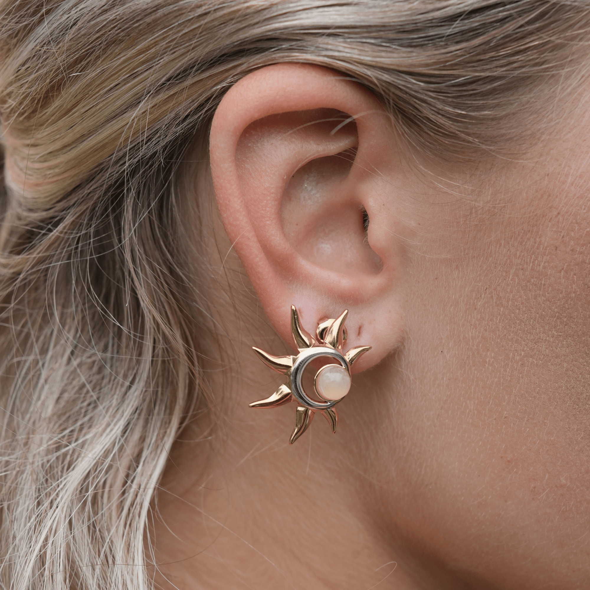 Scarlett Sun 18K Gold and Sterling Silver Transition Stud Earrings