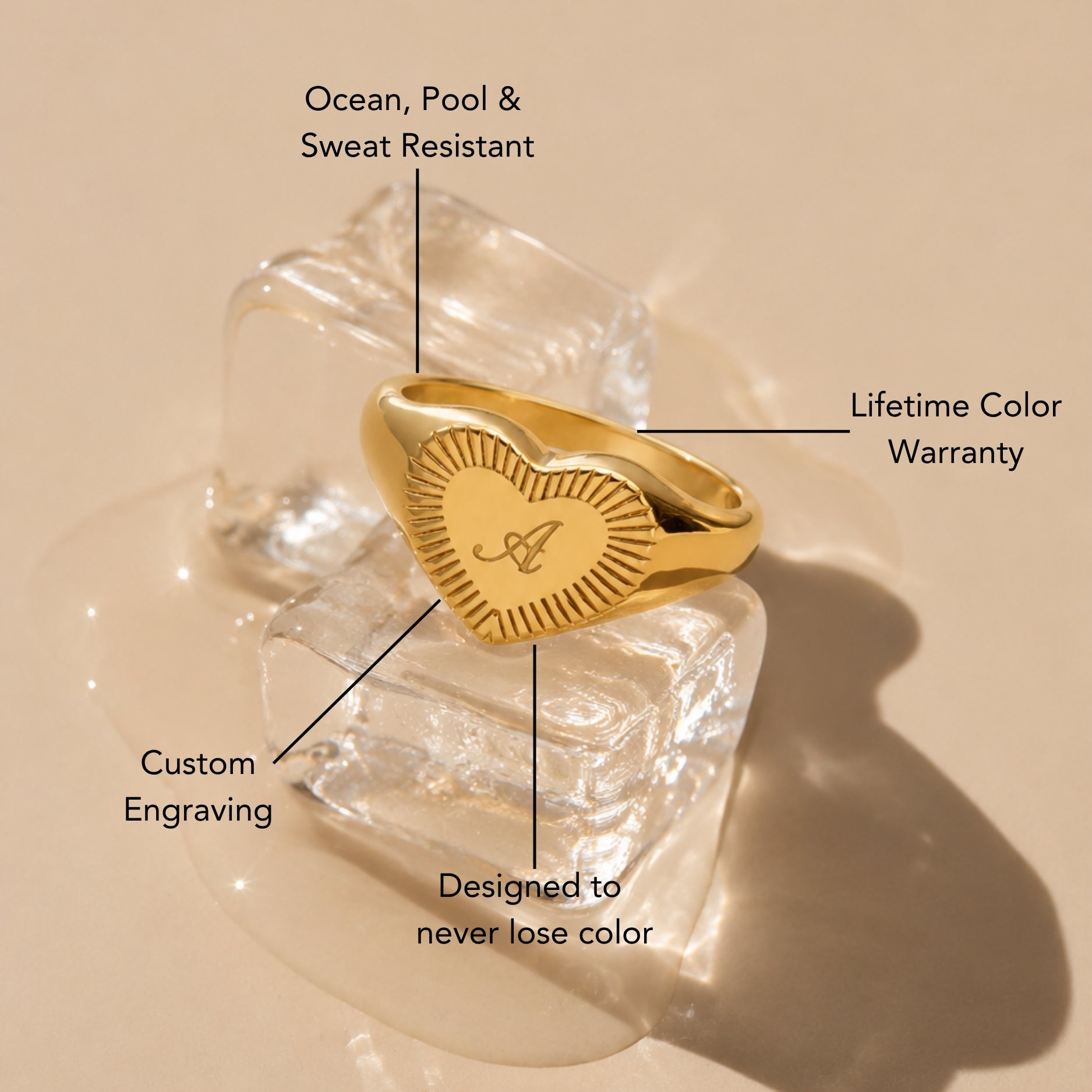 One-Initial Heart Ring
