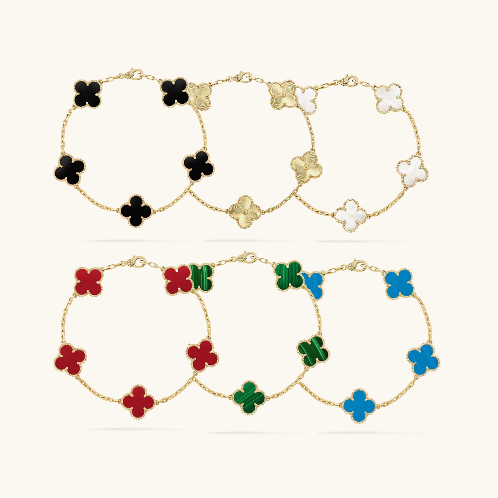 Set of Six Clover Bracelets
