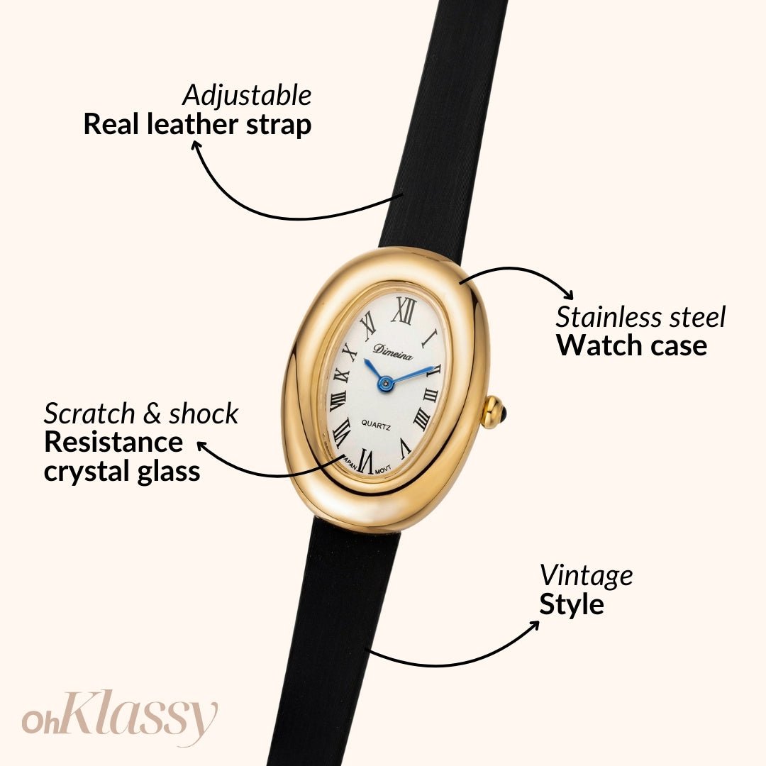 Elvina Black Leather with Gold Accents
