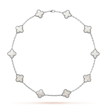 Silver Floral Necklace with Four-Leaf Clover - 10 Unique Designs