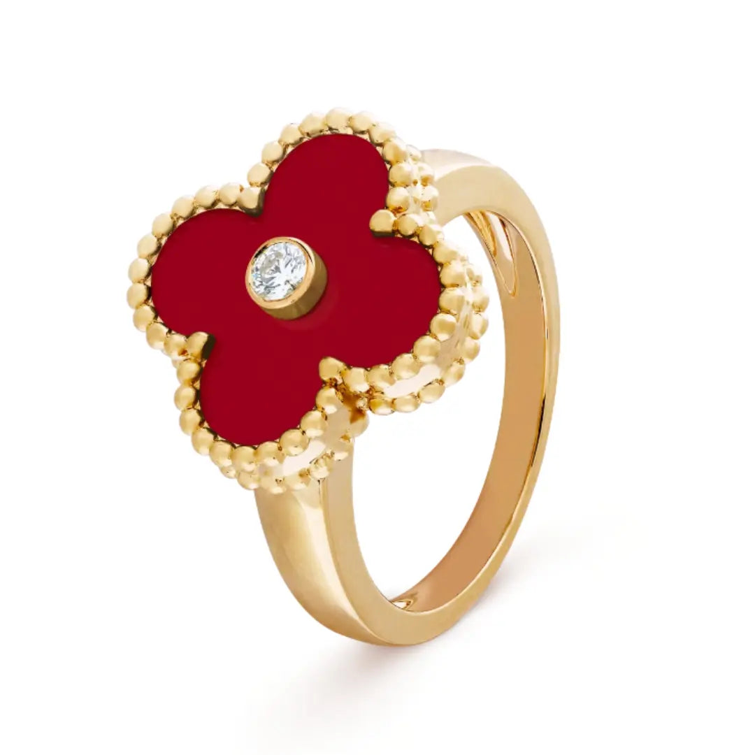 Red and Gold Amber Ring