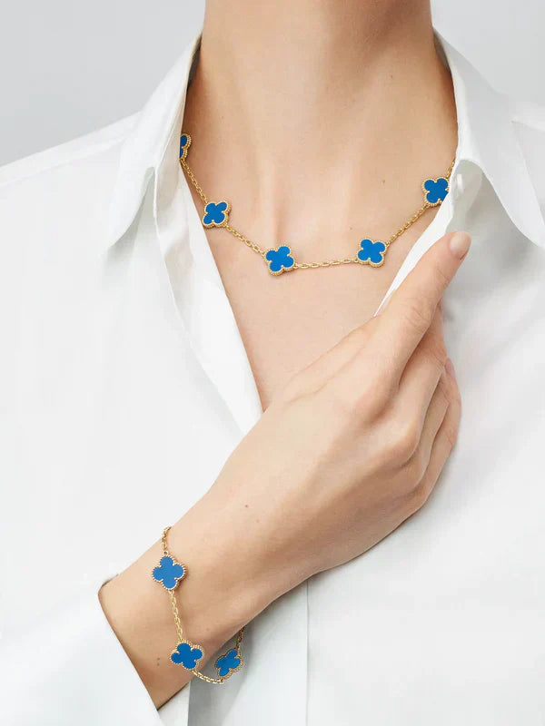 CLOVER | Blue Necklace with 10 Motifs