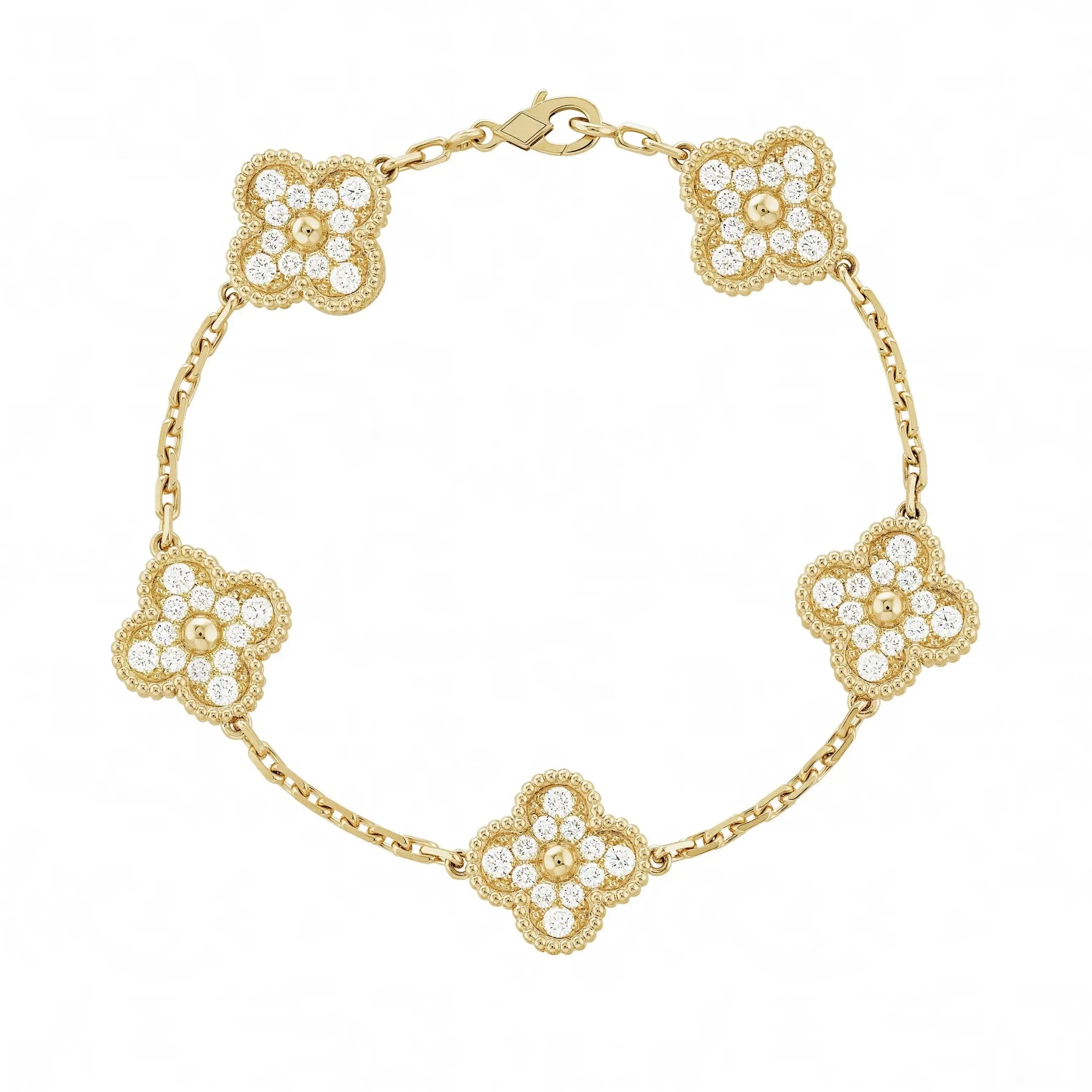 Golden Cloverleaf Diamond Bracelet