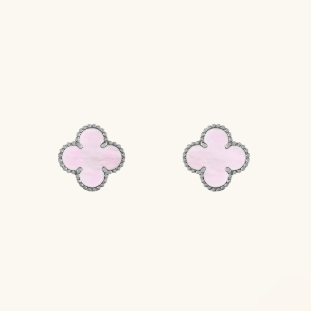 CLOVER | Pink and Silver Earrings