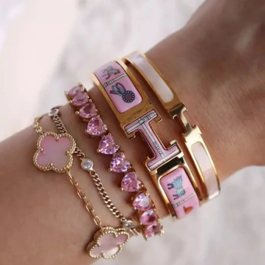 Pink Heart Tennis Bracelet
