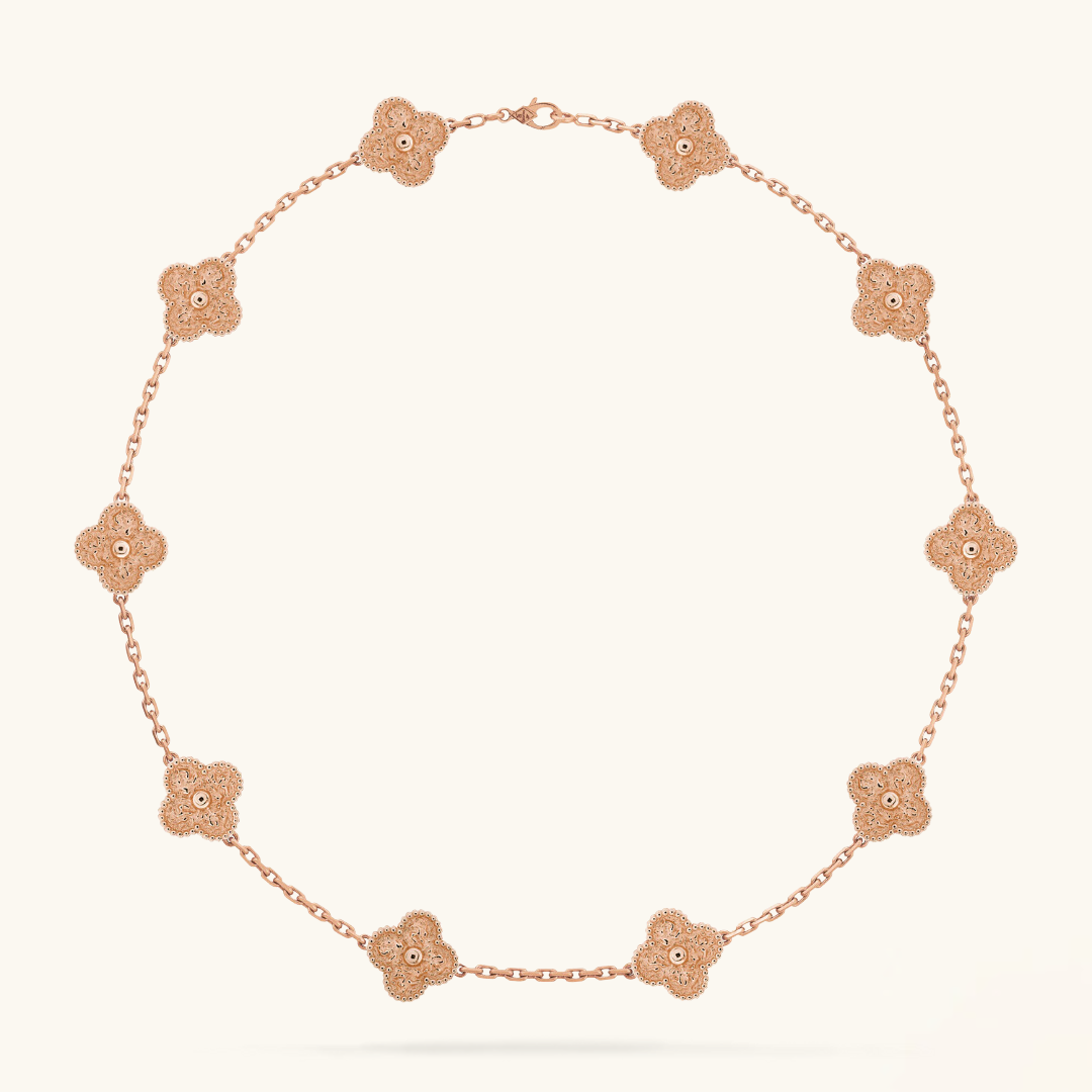 CLOVER | Pink Necklace Featuring 10 Unique Motifs
