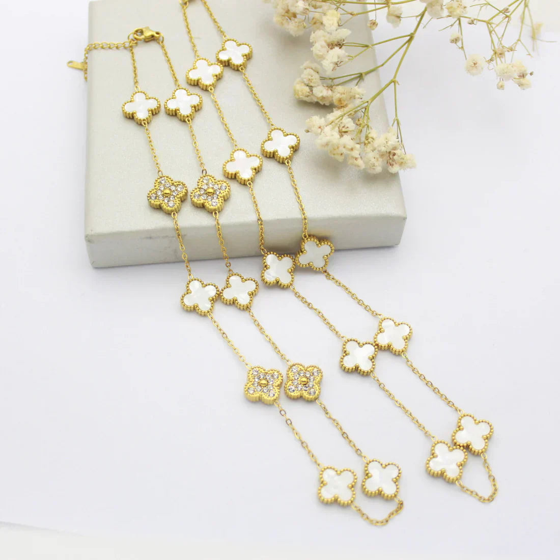 CLOVER | White Necklace Featuring 10 Unique Designs