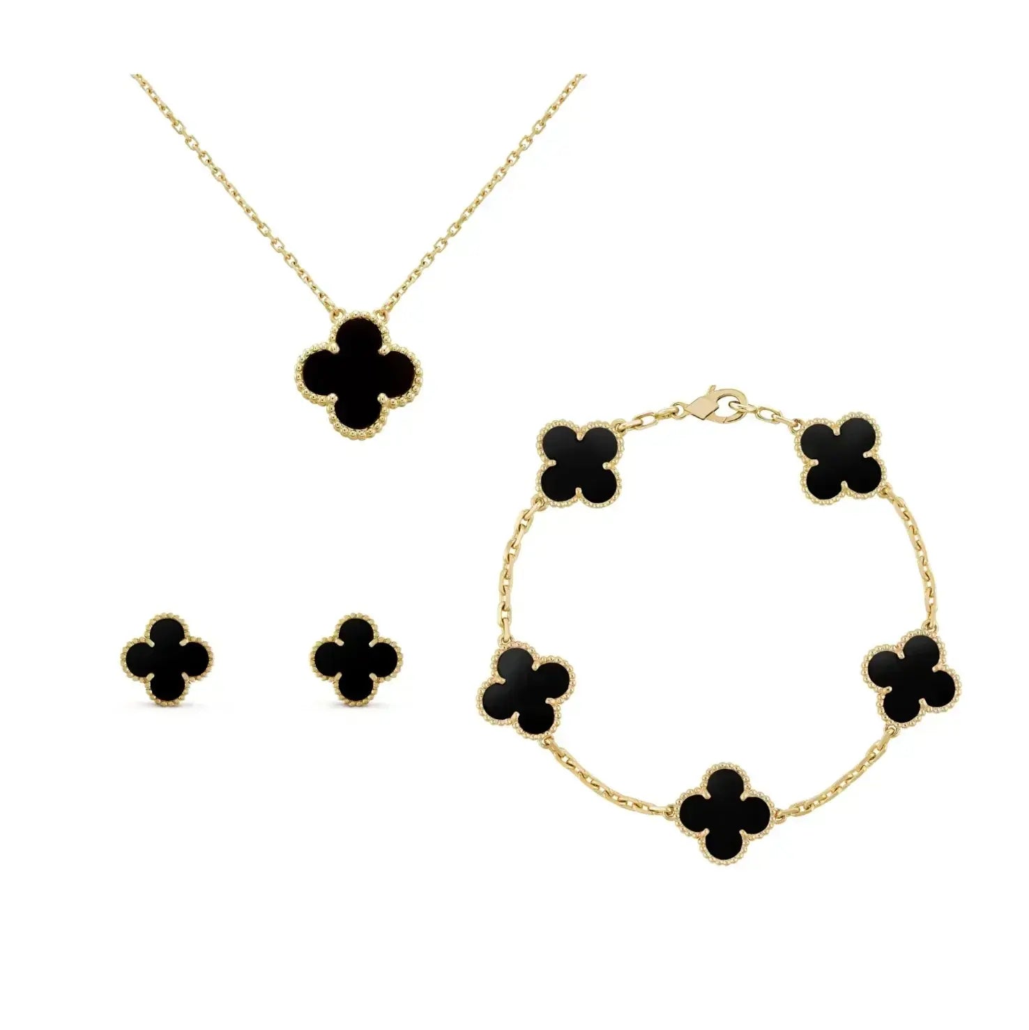 Luxurious Golden Black Clover Leaf Set