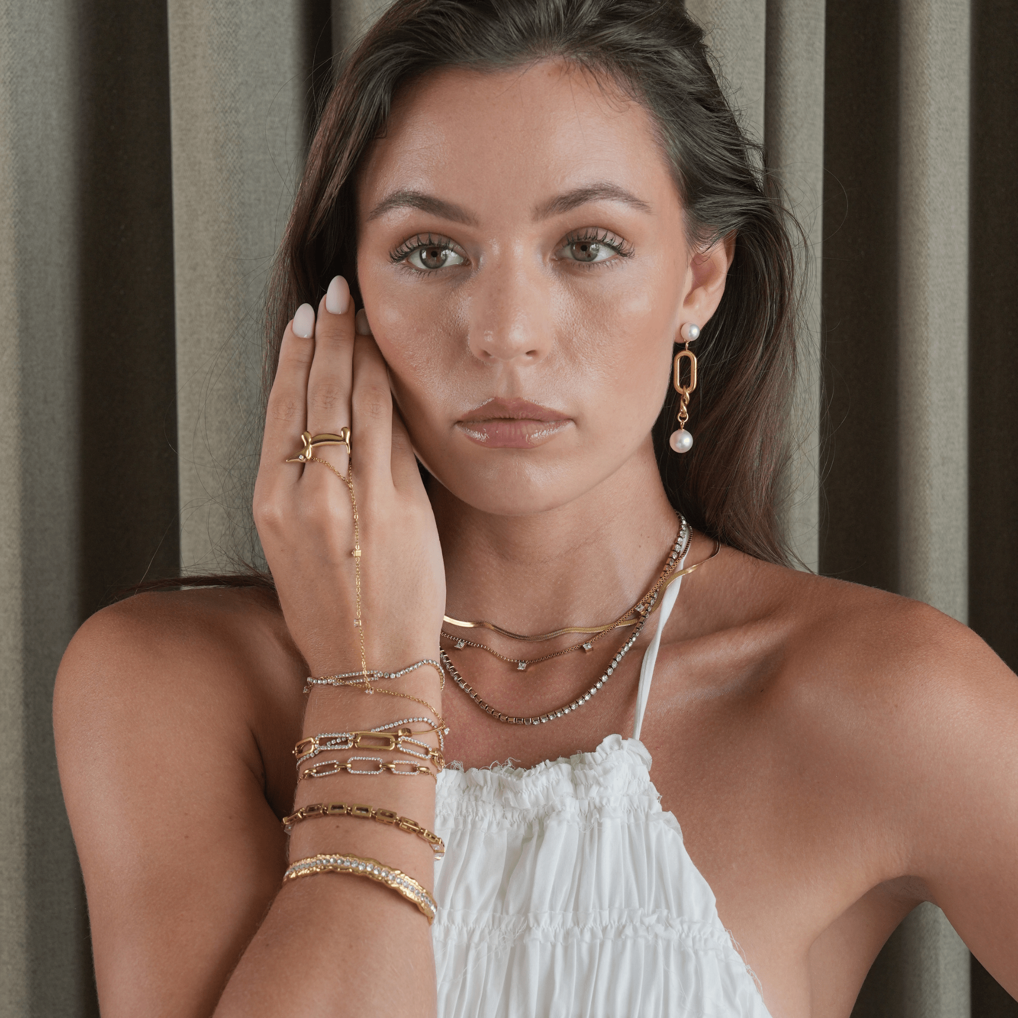 18K Gold Olivia Link Earrings
