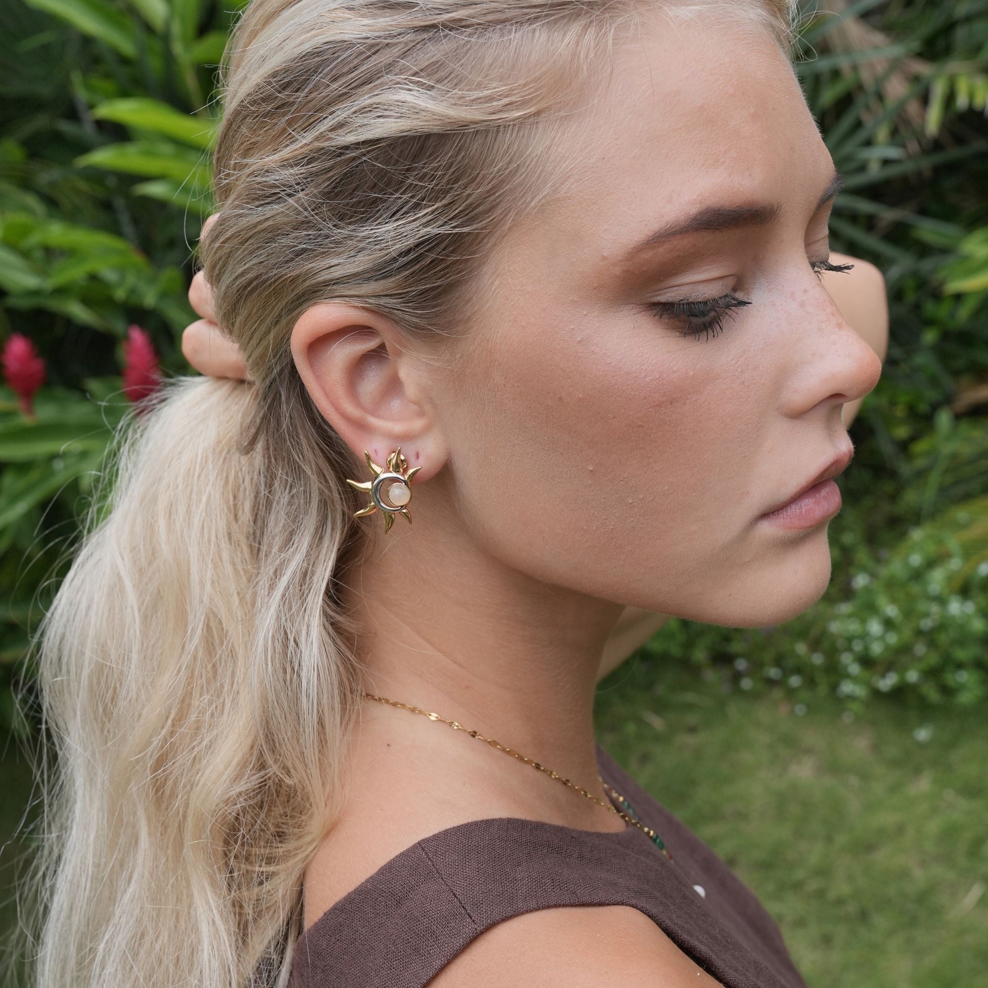 Scarlett Sun 18K Gold and Sterling Silver Transition Stud Earrings